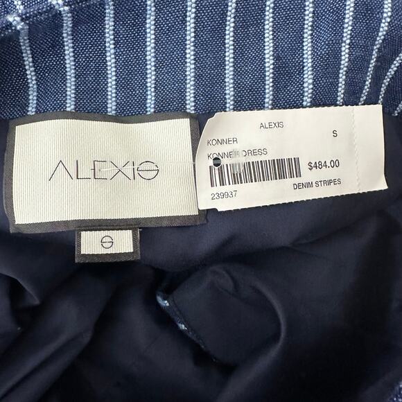 NWT Alexis Konner Striped One Shoulder Linen Mini Dress - Picture 9 of 10